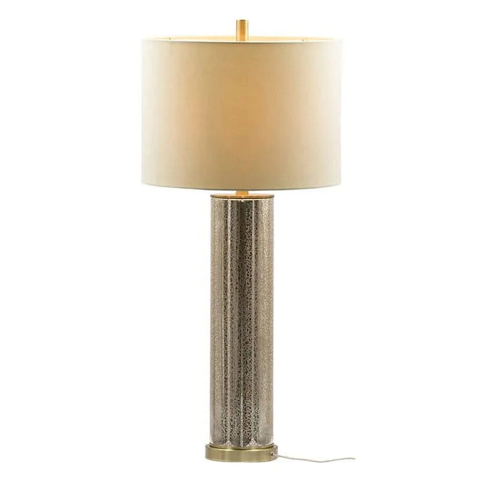 16x16x35' Gold Mirrored Glass Table Lamp with White Fabric Shade Default -DTYStore