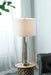 16x16x35' Gold Mirrored Glass Table Lamp with White Fabric Shade Default -DTYStore