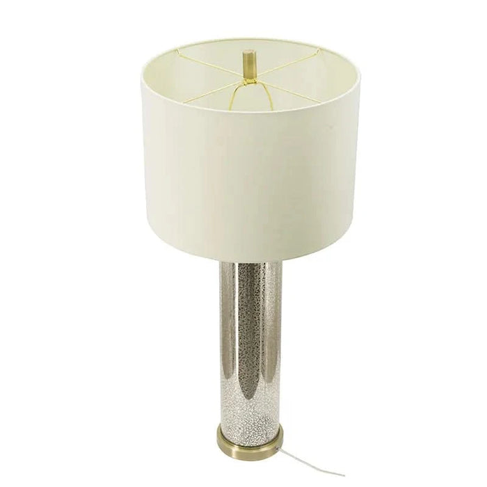 16x16x35' Gold Mirrored Glass Table Lamp with White Fabric Shade Default -DTYStore