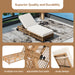 Outdoor Lounge Chair, Patio Chaise Lounge with 5-Position Backrest, Rattan Outdoor Lounge Chair with Cushion and Wheels for Poolside, Backyard, Garden (Natural+Beige) - DTYStore