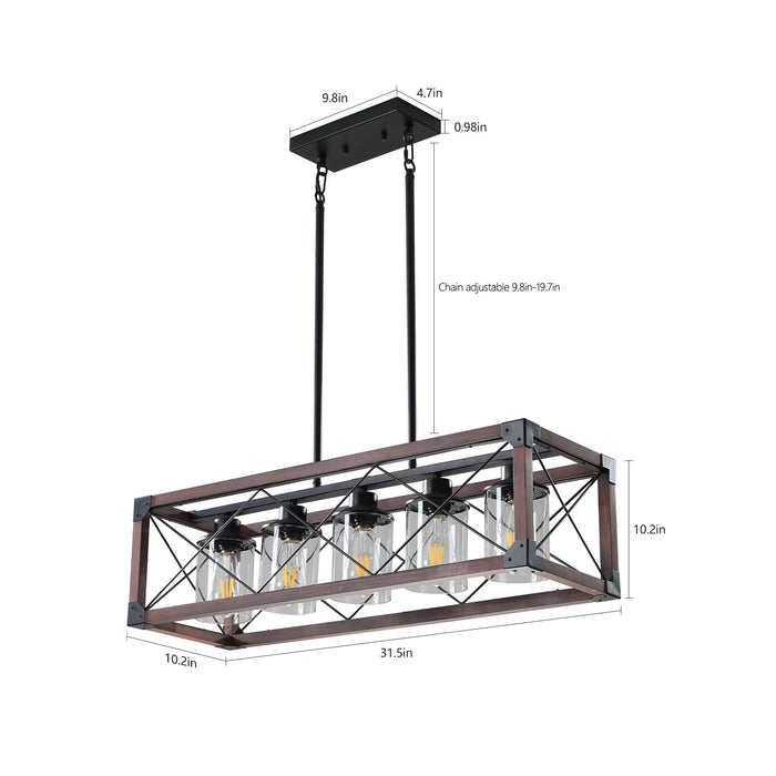 5-Light Retro Farmhouse Chandelier For Kitchen, Living room, Dining room Red and Black(No Bulbs) NEW SKU:W1340P206646 - DTYStore