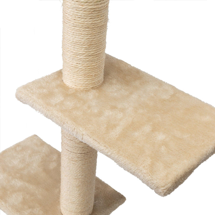 5 Pcs Wall Mounted Cat Climber Set, Floating Cat Shelves and Perches, Cat Activity Tree with Scratching Posts, Modern Cat Furniture, Beige - DTYStore