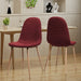 Mid-Century Dining Chair Fabric Upholstered Chair with Light Walnut Finished Metal Legs (Set of 2), Red - DTYStore