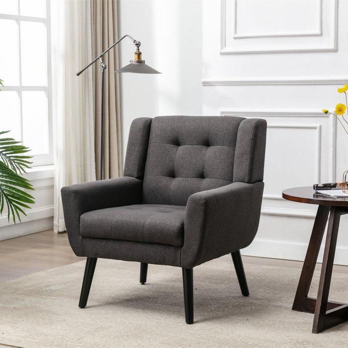 Modern Soft Linen Material Ergonomics Accent Chair Living Room Chair Bedroom Chair Home Chair With Black Legs For Indoor Home - DTYStore