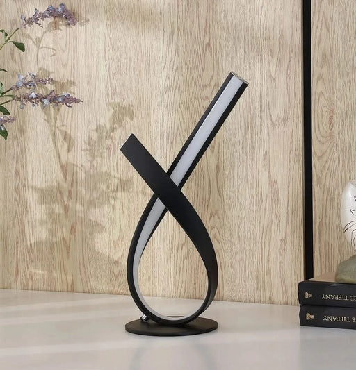 17' Abstract Upright Ribbon Bow LED Black Metal Table Lamp Default -DTYStore