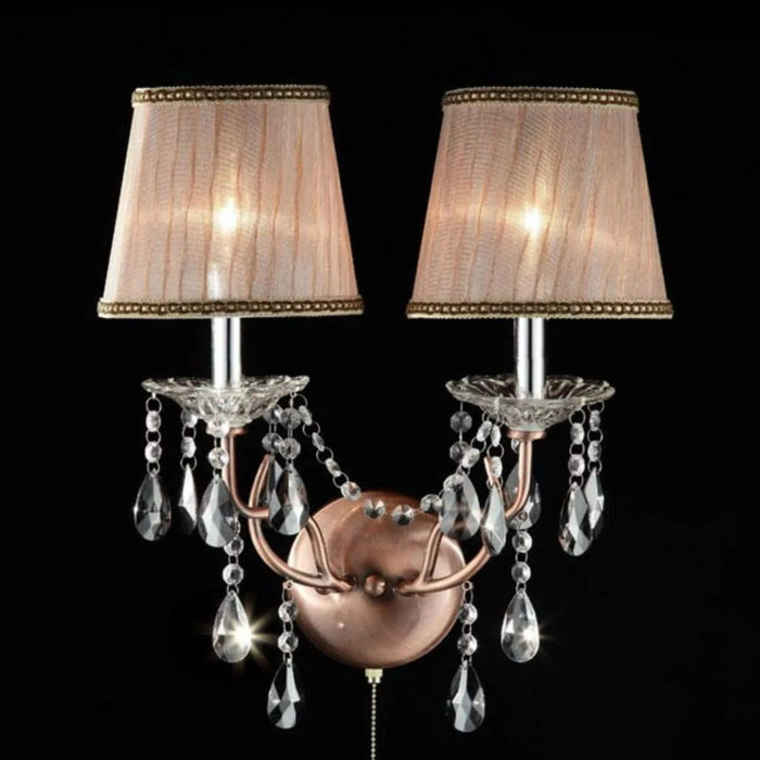 17' Tall Metal Wall Sconce 'Rosie', Silvery Pink finish and Crystal Accents Default -DTYStore