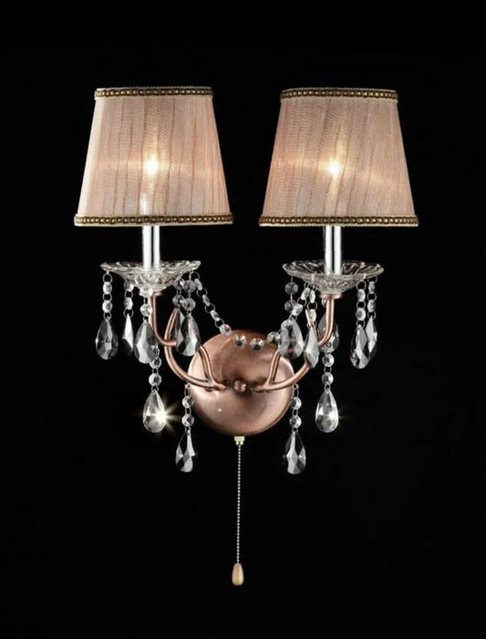 17' Tall Metal Wall Sconce 'Rosie', Silvery Pink finish and Crystal Accents Default -DTYStore
