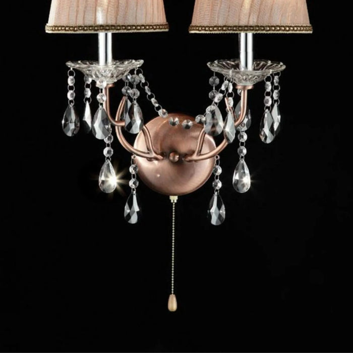17' Tall Metal Wall Sconce 'Rosie', Silvery Pink finish and Crystal Accents Default -DTYStore