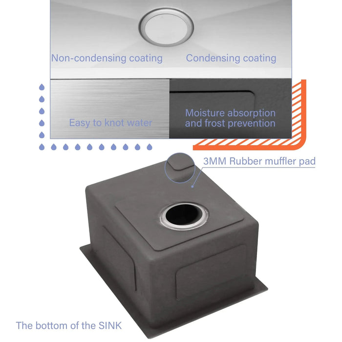 17' x 19' x 10' Premium Brushed Nickel 17 Inch Undermount Sink 16 Gauge Stainless Steel Single Bowl Default -DTYStore