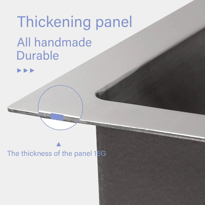 17' x 19' x 10' Premium Brushed Nickel 17 Inch Undermount Sink 16 Gauge Stainless Steel Single Bowl Default -DTYStore