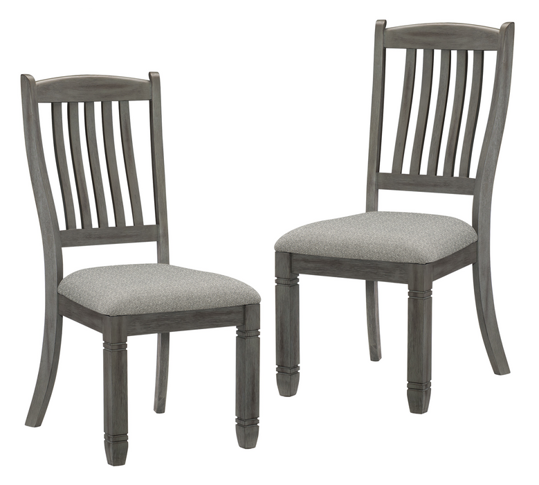 Casual Dining Height Side Chairs 2pc Antique Gray Wood Frame Fabric Upholstery - DTYStore