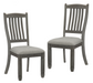 Casual Dining Height Side Chairs 2pc Antique Gray Wood Frame Fabric Upholstery - DTYStore