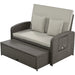 PE Wicker Rattan Double Chaise Lounge, 2-Person Reclining Daybed with Adjustable Back and Cushions, Free Furniture Protection Cover,Gray - DTYStore