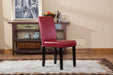 Urban Style Solid Wood Leatherette Padded Parson Chair, Red, Set of 2 - DTYStore