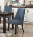 Blue Textured Fabric Upholstered Side Chairs Set of 2, Dark Walnut Finish Wooden Legs Modern Dining Kitchen Furniture - DTYStore