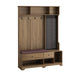 Multi-purpose Hallway Hall Tree with Removable Linen Cushioned Entryway Bench, Coat Rack, Storage Shelves, and DIY Pegboard,for Hallways, Living Room, Brown - DTYStore