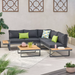 Sterling V sahpe Outdoor Aluminum V-Shaped 5 Seater Sofa Set with Cushions - DTYStore