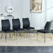 Four black dining chairs. A medieval modern chair made of PU material with soft cushions, equipped with golden metal legs. Suitable for restaurants and living rooms - DTYStore