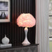 18.25'In Soft Pink Feather Aquina Crisp White Contour Glam Table Lamp Default -DTYStore