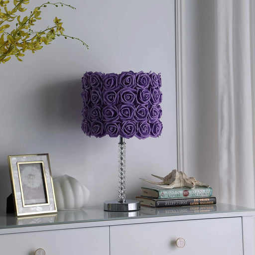18.25' Lavender Roses in Bloom Acrylic / Metal Table Lamp Default -DTYStore