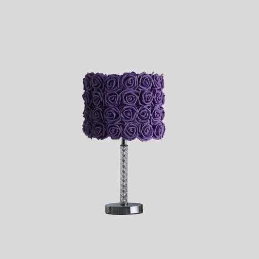 18.25' Lavender Roses in Bloom Acrylic / Metal Table Lamp Default -DTYStore