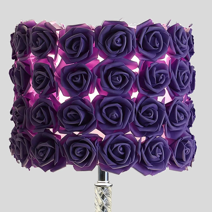 18.25' Lavender Roses in Bloom Acrylic / Metal Table Lamp Default -DTYStore