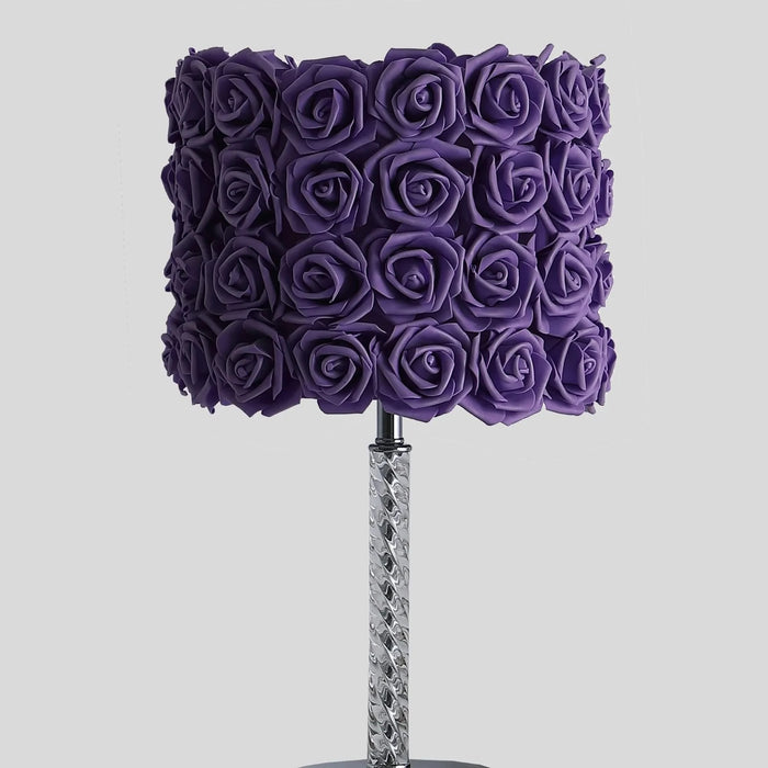 18.25' Lavender Roses in Bloom Acrylic / Metal Table Lamp Default -DTYStore