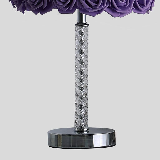 18.25' Lavender Roses in Bloom Acrylic / Metal Table Lamp Default -DTYStore