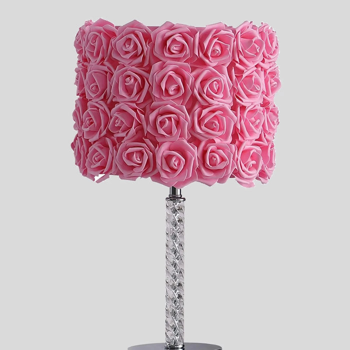 18.25' Pink Roses in Bloom Acrylic / Metal Table Lamp Default -DTYStore