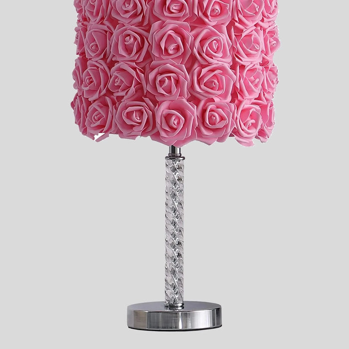 18.25' Pink Roses in Bloom Acrylic / Metal Table Lamp Default -DTYStore
