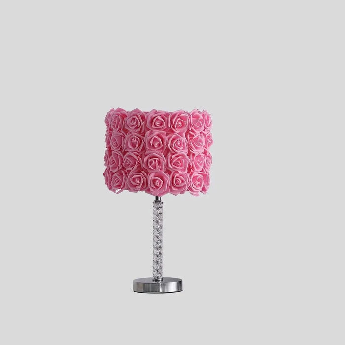 18.25' Pink Roses in Bloom Acrylic / Metal Table Lamp Default -DTYStore