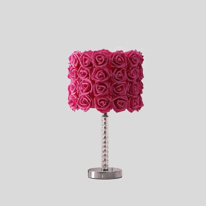 18.25' Red Roses in Bloom Acrylic / Metal Table Lamp Default -DTYStore