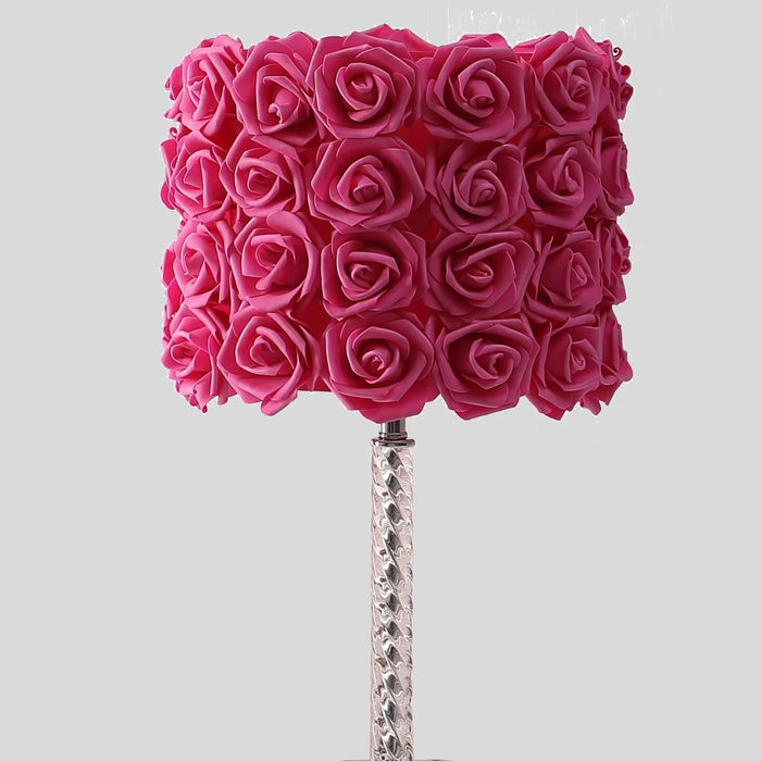 18.25' Red Roses in Bloom Acrylic / Metal Table Lamp Default -DTYStore
