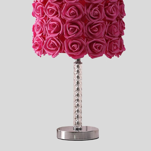 18.25' Red Roses in Bloom Acrylic / Metal Table Lamp Default -DTYStore