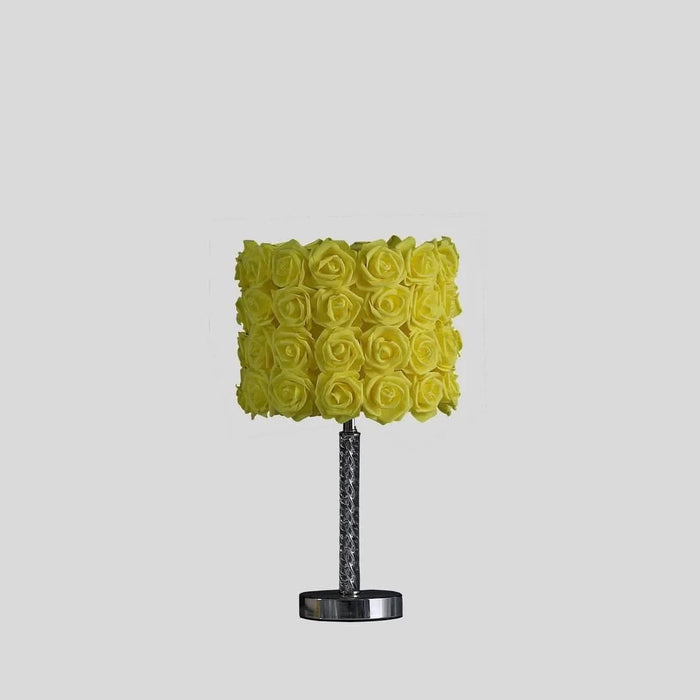 18.25' Yellow Roses in Bloom Acrylic / Metal Table Lamp Default -DTYStore