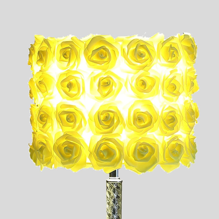 18.25' Yellow Roses in Bloom Acrylic / Metal Table Lamp Default -DTYStore