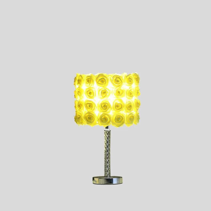 18.25' Yellow Roses in Bloom Acrylic / Metal Table Lamp Default -DTYStore