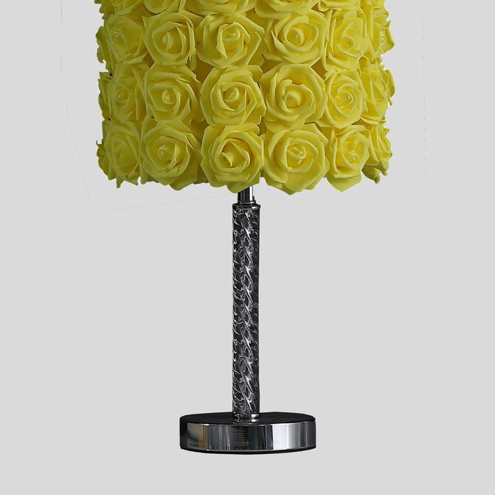 18.25' Yellow Roses in Bloom Acrylic / Metal Table Lamp Default -DTYStore