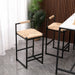Set of 2 Water Hyacinth Woven Bar Stools with Back Support Counter Height Dining Chairs for Kitchen, Home, Office (Water Hyacinth with Back) - DTYStore