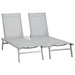 Chaise Lounge Pool Chairs Set of 2, Aluminum Outdoor Sun Tanning Chairs with Five-Position Reclining Back, Shelf & Breathable Mesh for Beach, Yard, Patio, Light Gray - DTYStore