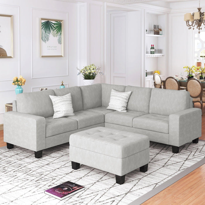 Orisfur. Sectional Corner Sofa L-shape Couch Space Saving with Storage Ottoman & Cup Holders Design for Large Space Dorm Apartment,Light Grey - DTYStore