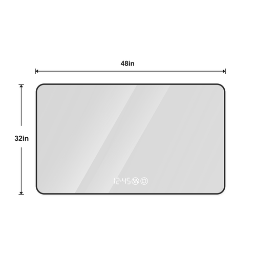Modern Black Aluminum Frame Wall Mirror with Rounded Corners, Temperature Display, Tri-Color Light, Defogging - Image 3