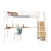 Twin Loft Bed with Desk and Storage Wardrobe, Heavy Duty Loft Bed with Stairs and Metal Grid, Twin Size Loft Bed, No Box Spring Needed, White Loft Bed Twin Size-White - DTYStore
