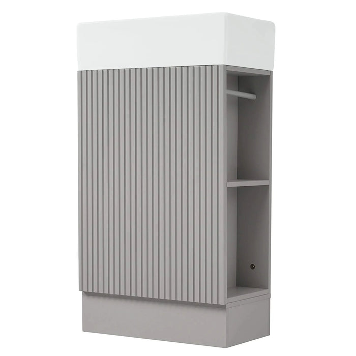 18.6' Bathroom Vanity with Sink, Bathroom Vanity Cabinet with Two-tier Shelf, Left or Right Orientation, Grey (Old Sku:WF308491AAE) Default -DTYStore