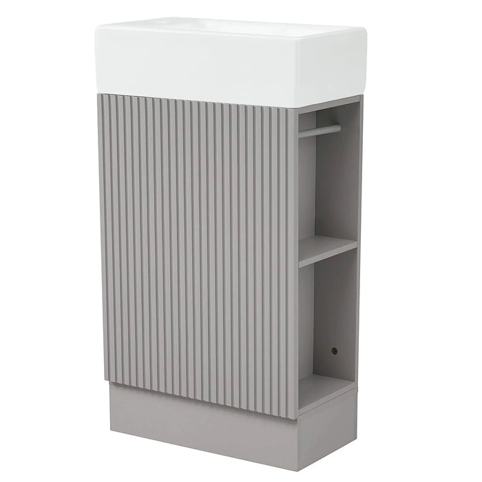 18.6' Bathroom Vanity with Sink, Bathroom Vanity Cabinet with Two-tier Shelf, Left or Right Orientation, Grey (Old Sku:WF308491AAE) Default -DTYStore