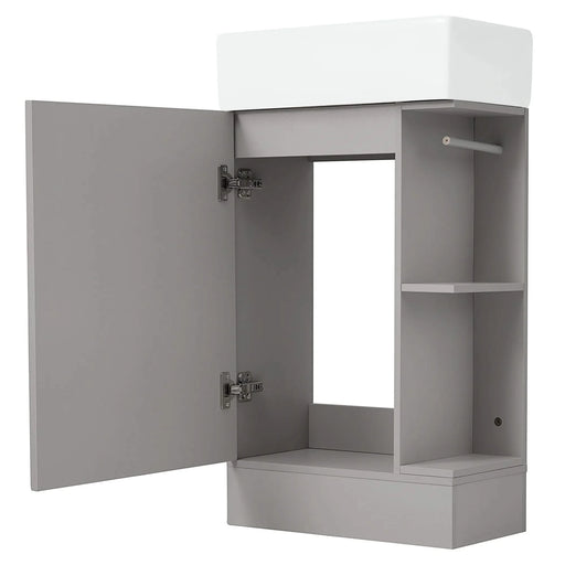 18.6' Bathroom Vanity with Sink, Bathroom Vanity Cabinet with Two-tier Shelf, Left or Right Orientation, Grey (Old Sku:WF308491AAE) Default -DTYStore