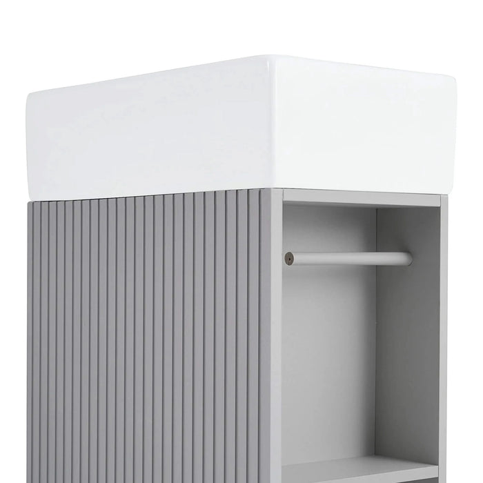 18.6' Bathroom Vanity with Sink, Bathroom Vanity Cabinet with Two-tier Shelf, Left or Right Orientation, Grey (Old Sku:WF308491AAE) Default -DTYStore