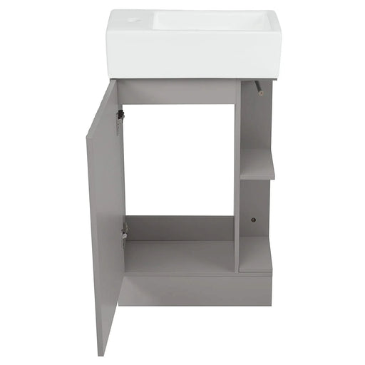18.6' Bathroom Vanity with Sink, Bathroom Vanity Cabinet with Two-tier Shelf, Left or Right Orientation, Grey (Old Sku:WF308491AAE) Default -DTYStore