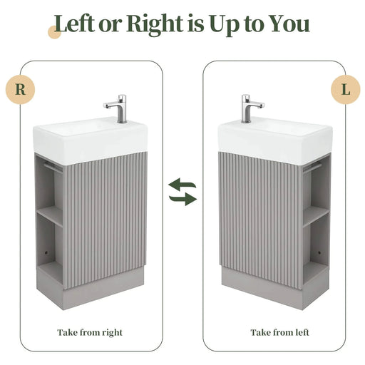 18.6' Bathroom Vanity with Sink, Bathroom Vanity Cabinet with Two-tier Shelf, Left or Right Orientation, Grey (Old Sku:WF308491AAE) Default -DTYStore