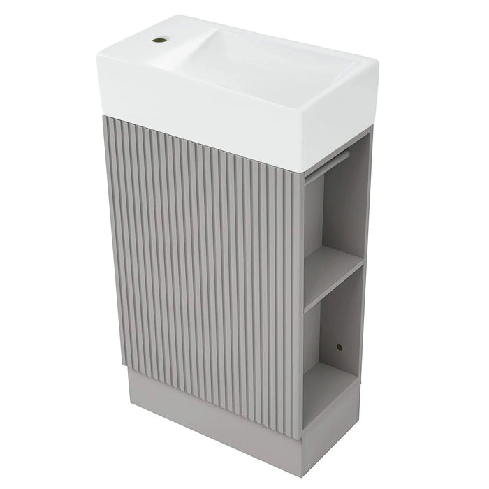 18.6' Bathroom Vanity with Sink, Bathroom Vanity Cabinet with Two-tier Shelf, Left or Right Orientation, Grey (Old Sku:WF308491AAE) Default -DTYStore